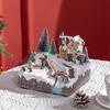 HOMCOM Animated Christmas Village Scene, Pre-Lit Musical Holiday Decoration with LED Lights, Fiber Optic, Rotating Skating Pond and 2 Skaters - 3 of 4