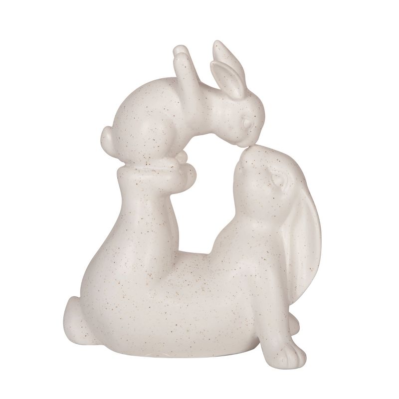Transpac Ceramic 8" White Easter Easter Bunny Kissing Figurine, 1 of 4