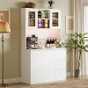 70" Pantry Cabinet with Charging Station, Tall Kitchen Pantry Storage Cabinet with Led Lights - 2 of 4