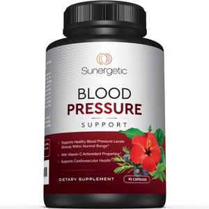 Premium Blood Pressure Support Supplement for Cardiovascular & Heart Health with Garlic, Hawthorn & Hibiscus - 90 Capsules - 1 of 3