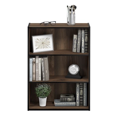 Columbia Walnut 12"x35" 3-Tier Open Shelf Bookcase