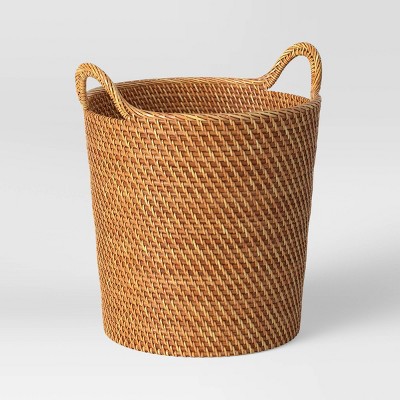 Rattan Decorative Fall Basket with Tapered Handles Brown 14" x 12" - Threshold™