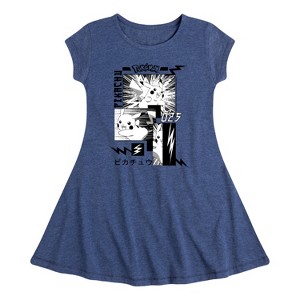 Girls' - Pokémon - Pikachu Manga Fit & Flair Cap Sleeve Dress - 1 of 3