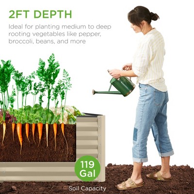 Beige 4x2x2ft Powder-Coated Steel Raised Garden Bed Planter