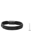Steeltime Men's black braided leather and black ip stainless steel bracelet - 3 of 4