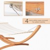 Vynxaria Outdoor Hammock with Stand, Extra Large Heavy Duty Wooden Frame, No Tree Needed, 12.8' Indoor Boho Style Nap Bed, Natural Cotton, White - 4 of 4