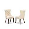 East West Furniture DAP2F23 Dallas Parson Kitchen Chairs - Button Tufted Nailhead Trim Beige Red faux Leather  Dining Chairs, Set of 2, linen white - 2 of 4