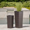 Hrinhom 2-Piece Modern Rattan Flower Pot, Square Planters for Garden and Patio - 2 of 4