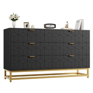 Homhougo  Drawer Dresser for Bedroom, Wide Chest with Storage Drawers and Metal Legs for Living Room or Entryway - 1 of 4