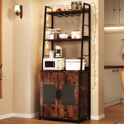 Industrial Baker Rack with Cabinet 70.8" Wine Rack