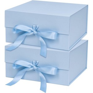 Etokfoks 2 Pack Blue Collapsible Gift Box with Magnetic Closure