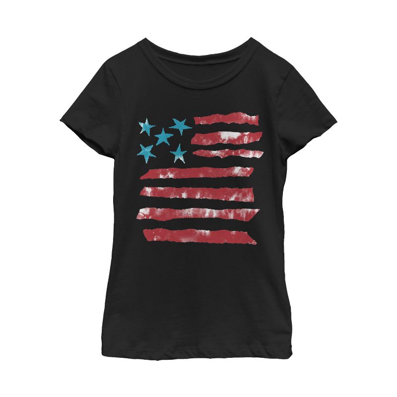 Girl's Lost Gods Fourth of July  Artistic American Flag T-Shirt, 1 of 4