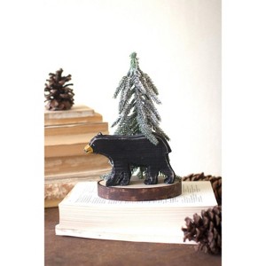 Kalalou Wooden Bear with Christmas Tree – Handcrafted Rustic Holiday Decor (Set of 2 Minimum) - 1 of 4