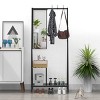 TROPOW Coat Rack With Mirror Bench Shoe Storage Shelves For Primary Living Space 73 x 32 x 15 Inches Black+Brown One size - 2 of 4