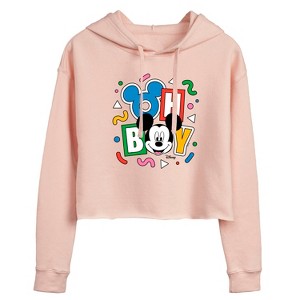 Women's - Disney - Mickey Oh Boy 90s Cropped Graphic Hoodie - 1 of 3