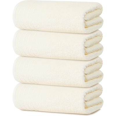BRINJOY 4-Pack Extra Large Bath Towels - 30x60 Inch 100% Ultra-Fine Cotton, Lightweight Quick-Dry Bath Towels (Cream)