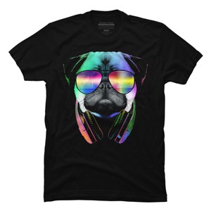 Men's Design By Humans Rainbow Disco Pug By clingcling T-Shirt - 1 of 4