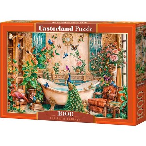 1000 Piece Jigsaw Puzzle, The Bath Fantasy, Luxurious bathroom, Peacock and exotic birds, Ornate, vibrant art., Adult Puzzle, Castorland C-105380-2 - 1 of 4