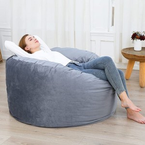 Giant 4ft Bean Bag Chair with High-Rebound Memory Foam, Plush Dutch Velvet Cover, Soft Foam-Filled Lazy Sofa for Kids & Adults - 1 of 4