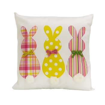National Tree Company Bunny Trio Decorative Pillow, Cream, Easter Collection, 16 Inches