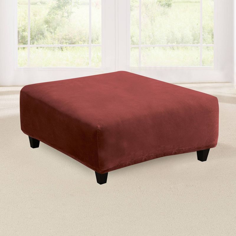 Stretch Pique Large Ottoman Slipcover - Sure Fit, 1 of 5