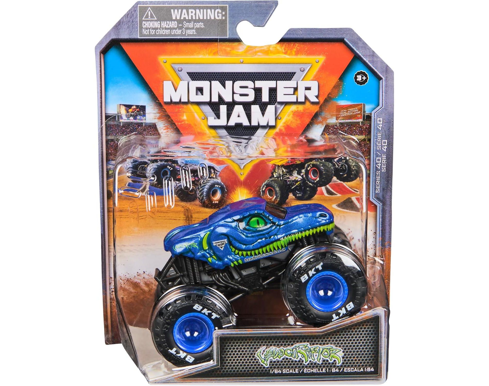 Monster Jam, Velociraptor Monster Truck, Die-Cast Vehicle, 1:64 Scale