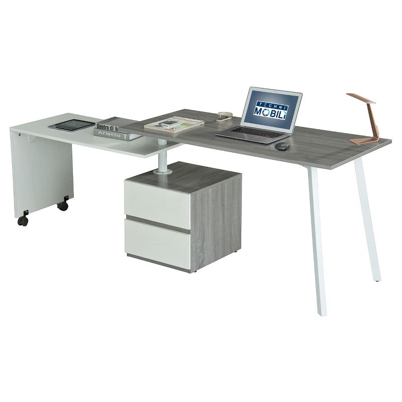 Rotating Multi Positional Modern Desk Light Gray - Techni Mobili, 3 of 17
