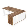 Resenkos Computer Desk, Office Desk, Study Desk,71" Executive Desk, Modern L-Shaped Computer Desk with Cabinet,Rustic Brown & White - 3 of 4