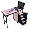 Byootique Rolling Cosmetic Case Nail Table Kit w/ 4 pcs Replacement Wheels Pink - 4 of 4