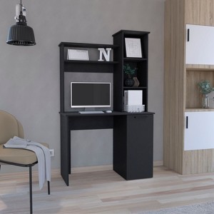 NicBex Home Office Desk 38.7" W Modern Writing Desk with 3-Layer Open Storage Bookshelves, Cabinet and Wooden Frame for Office, Study - 1 of 4