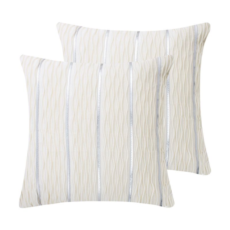 PiccoCasa Velvet Throw Pillow Cover Silver Striped Pillow Cases 2Pcs, 1 of 7