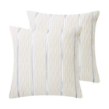 PiccoCasa Velvet Throw Pillow Cover Silver Striped Pillow Cases 2Pcs