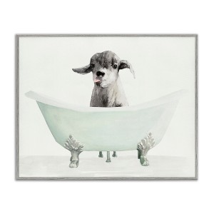 Stupell Industries Baby Llama In A Tub Framed Giclee Art, Gray, 14" x 11" - 1 of 4