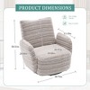 360° Swivel Leisure Chair, Boucle Fabric Striped Armchair with Metal Base, Modern Accent Chair Single Sofa - ModernLuxe - 3 of 4