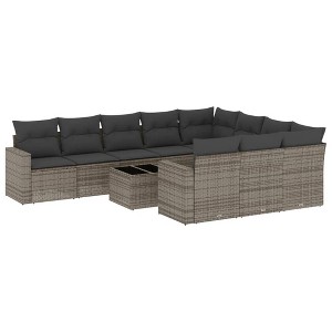 vidaXL Garden Sofa Set Grey PE rattan, powder-coated steel, tempered glass - 1 of 4