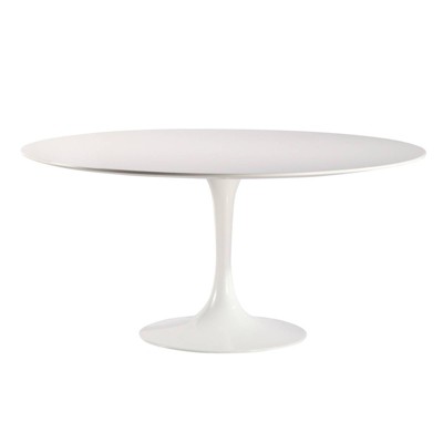 60" Grant Contemporary Wood Top Dining Table White - Poly and Bark