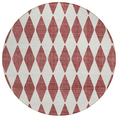 Burgundy Geometric Washable Indoor Outdoor Area Rug