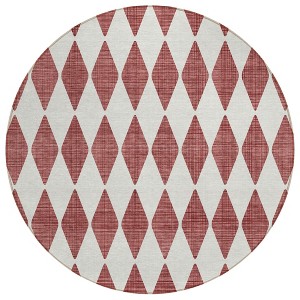 Burgundy Geometric Washable Indoor Outdoor Area Rug - 1 of 4