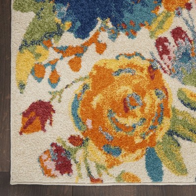 Ivory Multicolor Floral Synthetic 4' x 6' Area Rug