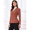 INSPIRE CHIC Women's Faux Suede Belted Lapel Single Breasted Work Outwear Blazer - 3 of 4