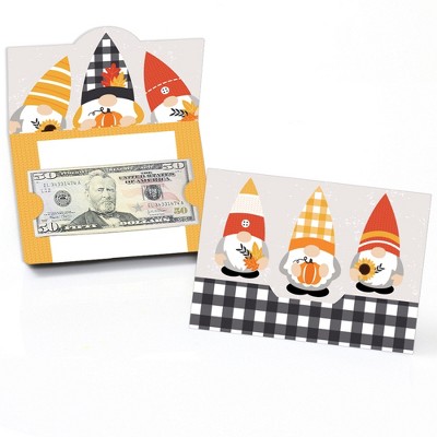 Big Dot of Happiness Fall Gnomes - Autumn Harvest Party Money and Gift Card Holders - Set of 8