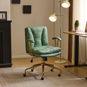 Karl Home |24 W White Swivel Upholstered PU Office Chair - 1 of 4