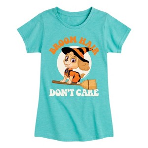 Girls' - Paw Patrol - Halloween Skye Broom Hair Don't Care Fitted Short Sleeve Graphic T-Shirt - 1 of 4