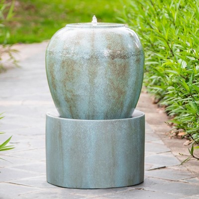 NAYSAYE Fountain Outdoor Cement Urn Water Feature Decorative for Garden Lawn Patio Deck, Blue, 19.3"*32.3"*57.2"