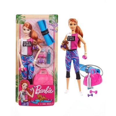 Barbie Fitness Doll Red-Haired with Puppy and 9 Accessories Including Yoga  Mat with Strap, 1 - City Market