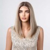 Jessie's Wig Straight Bob Wigs 13x6 C Lace Synthetic Heat Resistant Hair Ombre Blonde With Highlights Color 10 Inch - 4 of 4