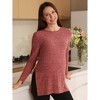 Women's Maternity Solid Color Round Neck Long - Sleeve Slit Top in Roman Fleece, Comfortable and Stylish Base Layer for Pregnant Women - 3 of 4