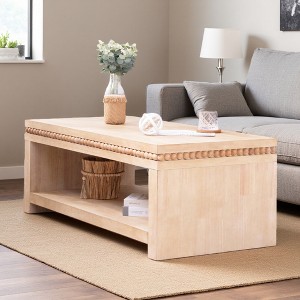 47" Wood Coffee Table with Beaded Trim - 1 of 4