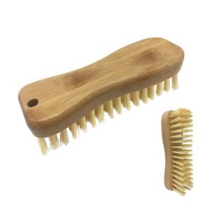 Lola Products Bamboo Scrub Brush for Cleaning, Ergonomic Sustainable Durable Poly Bristles Made from Recycled Soda/Water Bottles Easy Hang Hole 1 Pack - 1 of 3