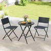 Costway 3 PCS Folding Patio Bistro Set with Tempered Glass Coffee Table & 2 Patio Chairs - 4 of 4